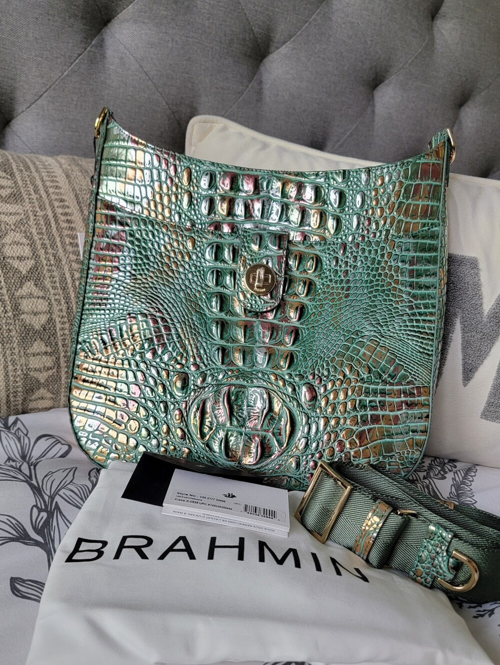 Brahmin Leia Soulful Melbourne Metallic Leather Crossbody Bag NWT